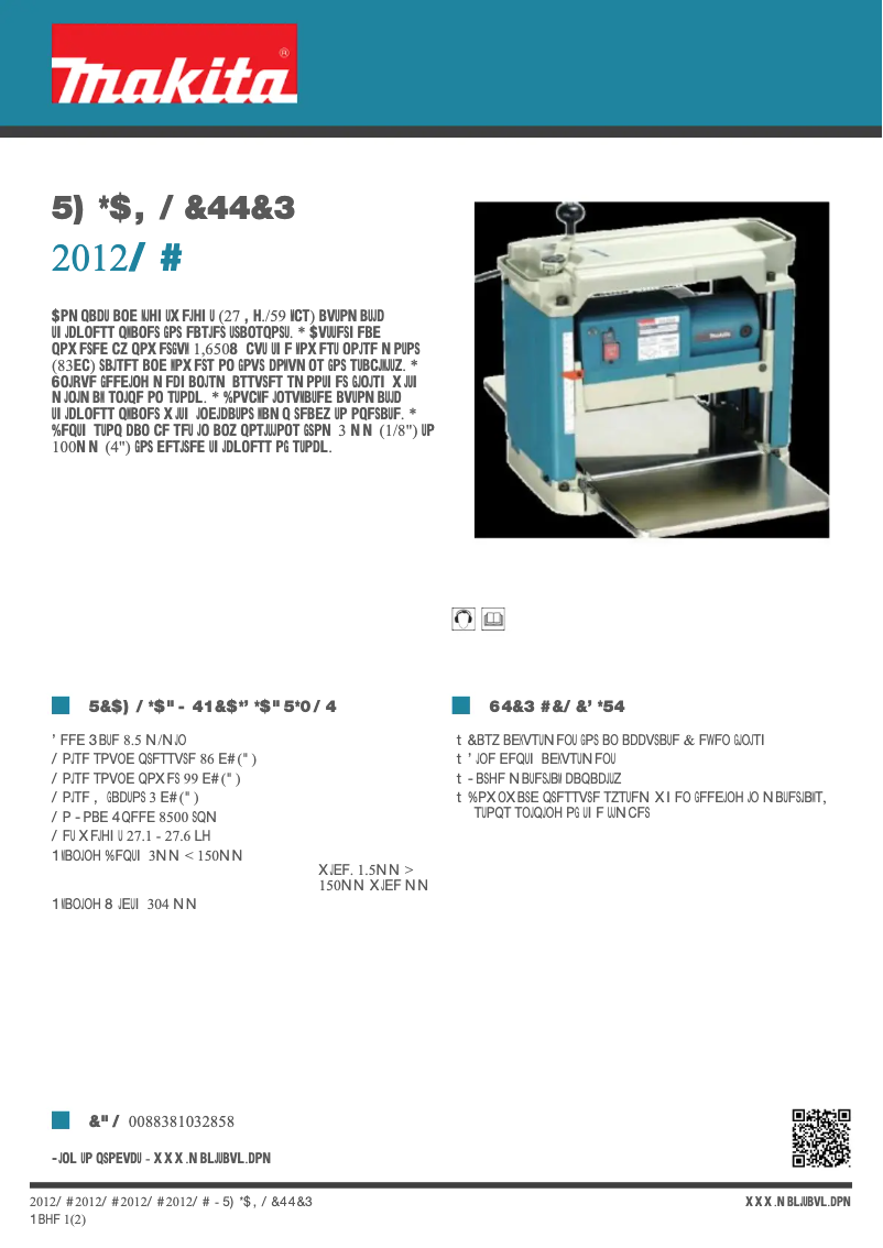 Page n°1 - Fiche technique Makita 2012NB