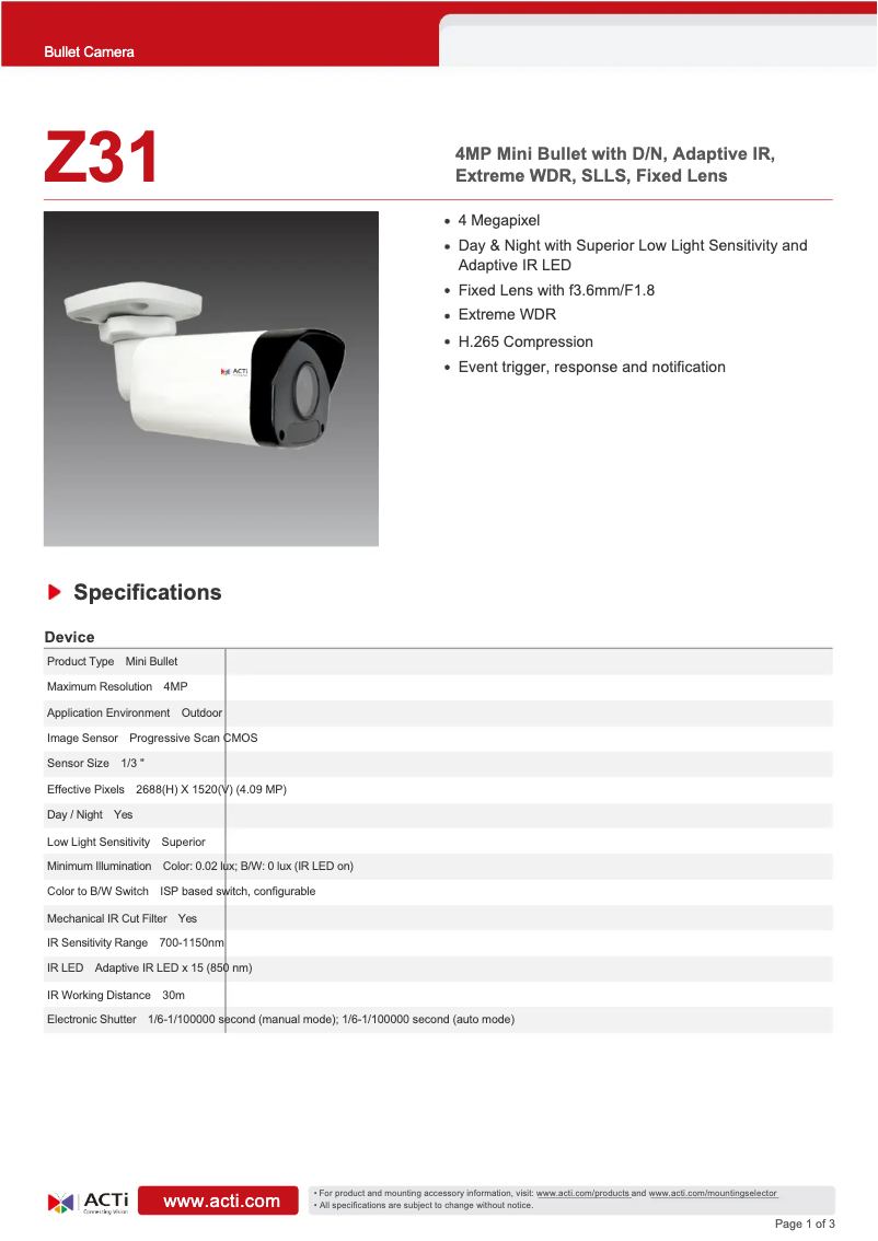 Image de la première page du manuel de l'appareil Z31
