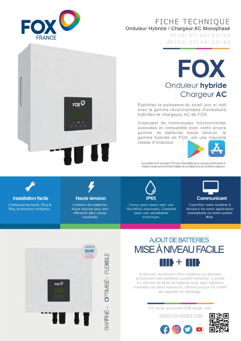 Page 1 de la notice Guide d'installation FOX ESS H1-5.0-E
