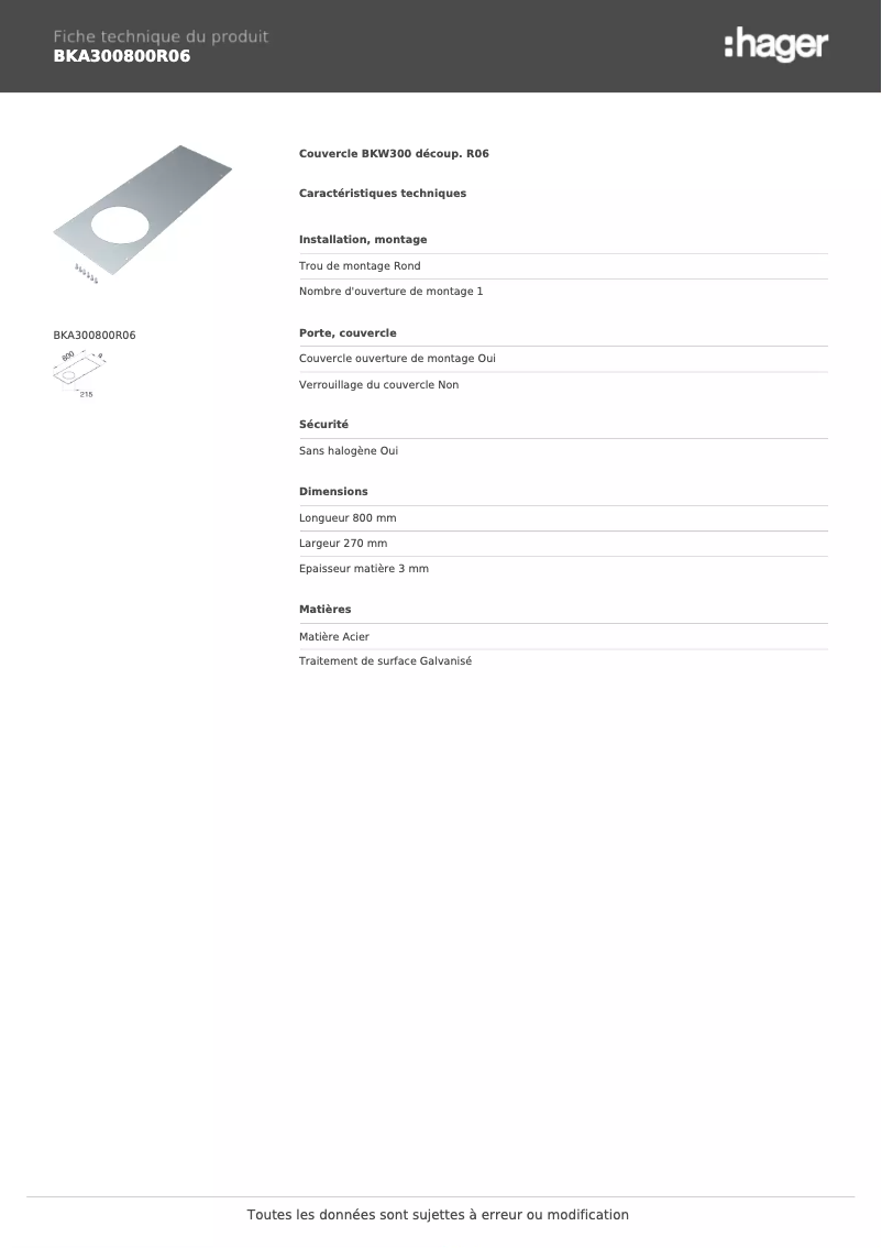 Image de la première page du manuel de l'appareil BKA300800R06