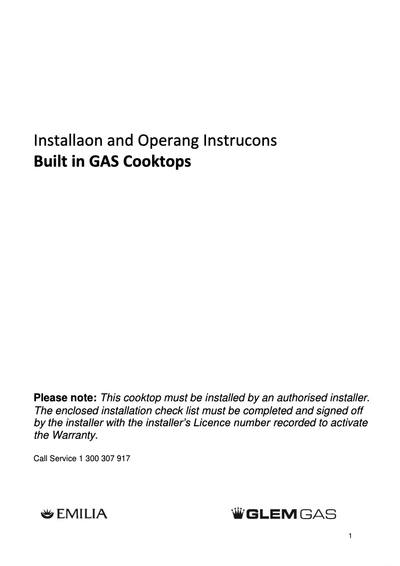 Page n°1 - Instructions / montage Glem Gas GT64GWI