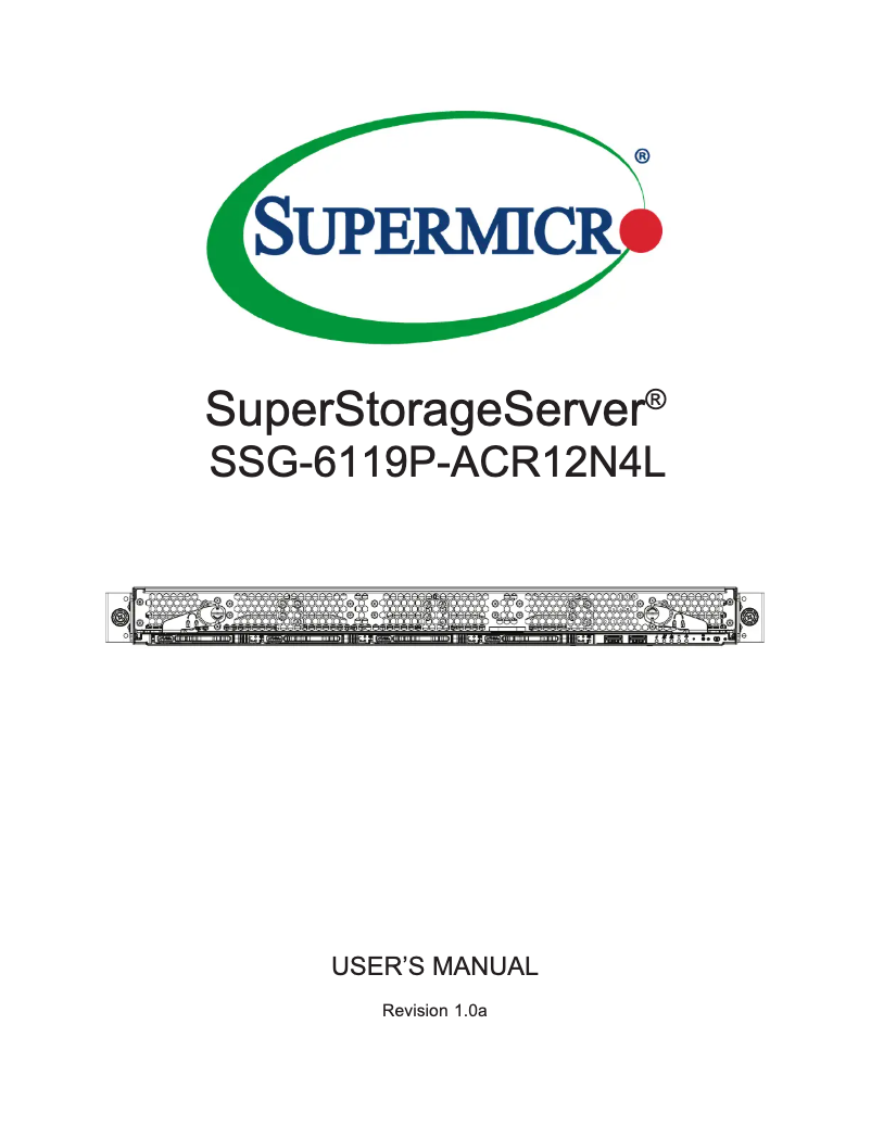 Page 1 de la notice Manuel utilisateur Supermicro SuperStorage 6119P-ACR12N4L