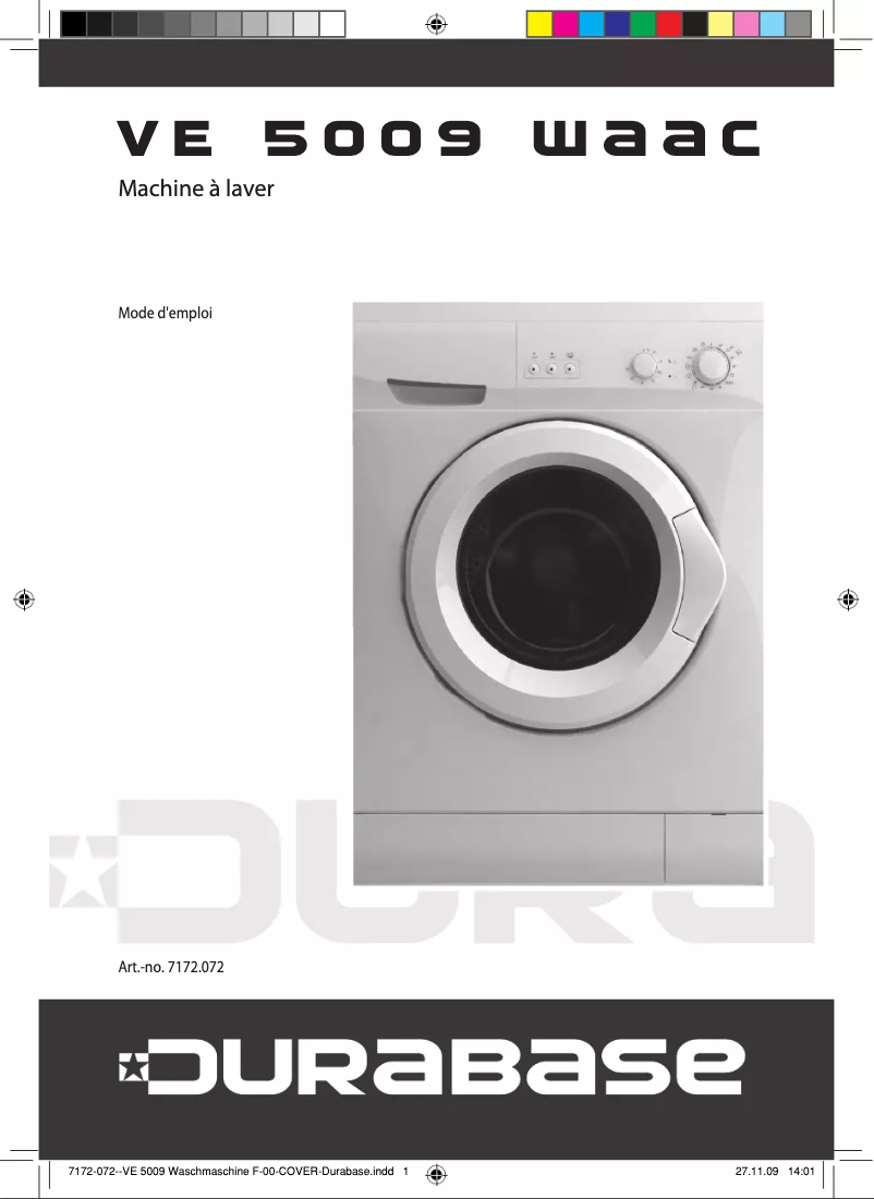 Page n°1 - Manuel utilisateur Durabase VE 5009 WAAC