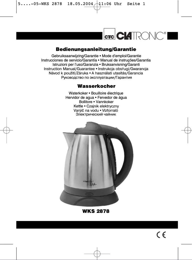Image de la première page du manuel de l'appareil WKS 2878