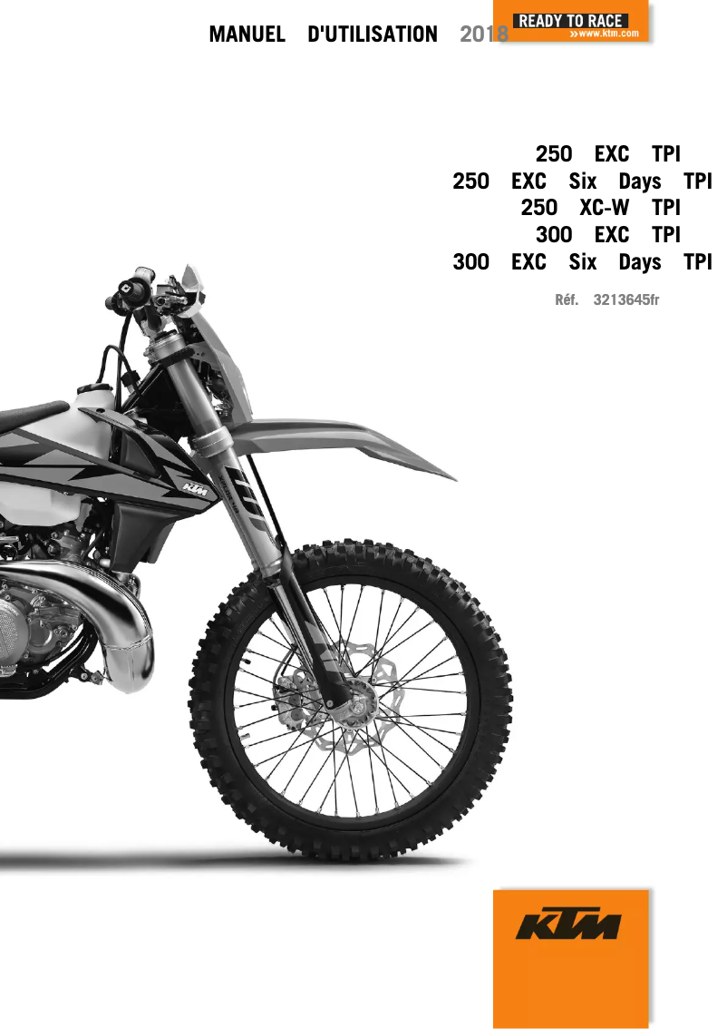 Page n°1 - Manuel utilisateur KTM 250 EXC Six Days TPI (2018)