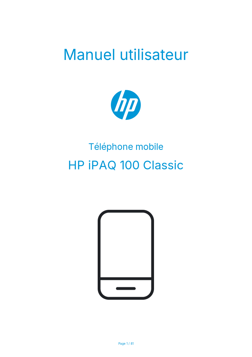 Image de la première page du manuel de l'appareil iPAQ 100 Classic