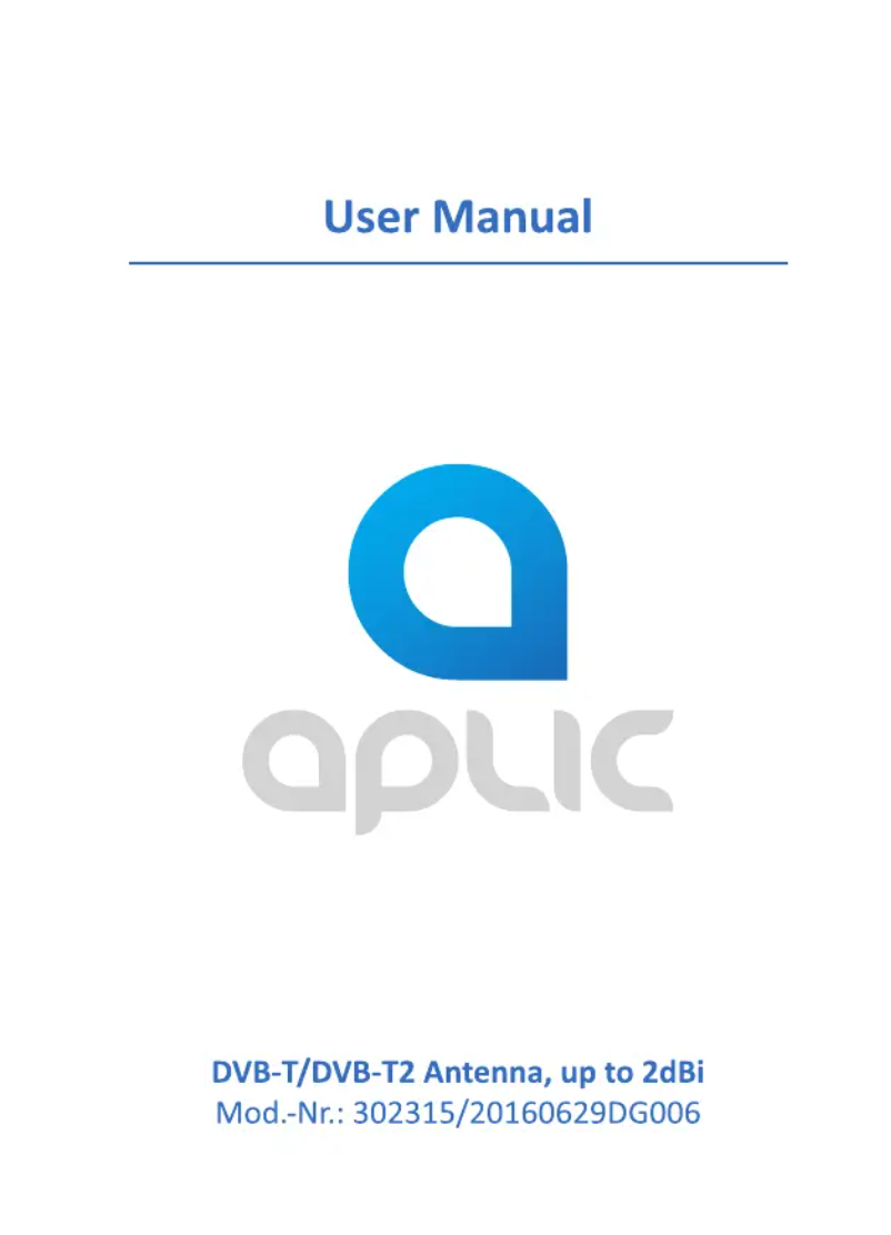 Page n°1 - Manuel utilisateur Aplic 302315