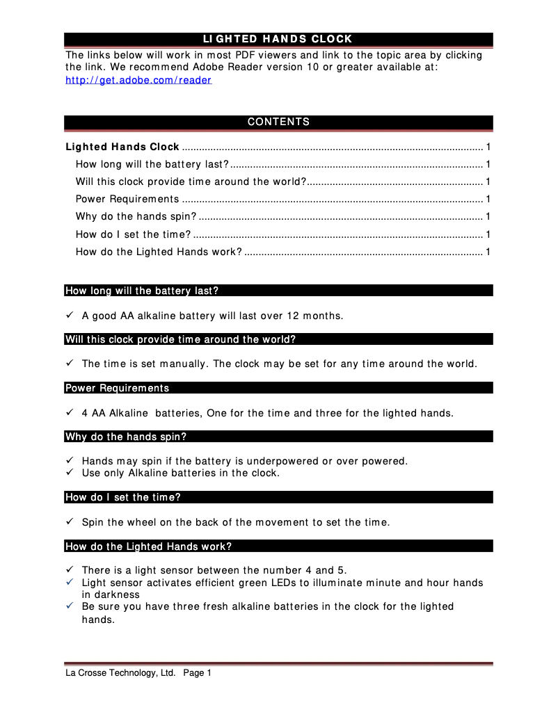 Page n°1 - FAQ La Crosse Technology 403-314B