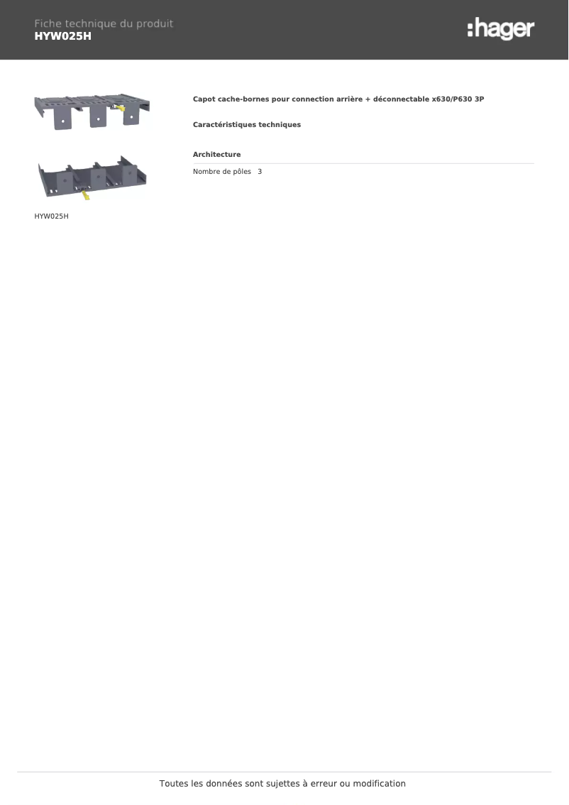 Image de la première page du manuel de l'appareil HYW025H