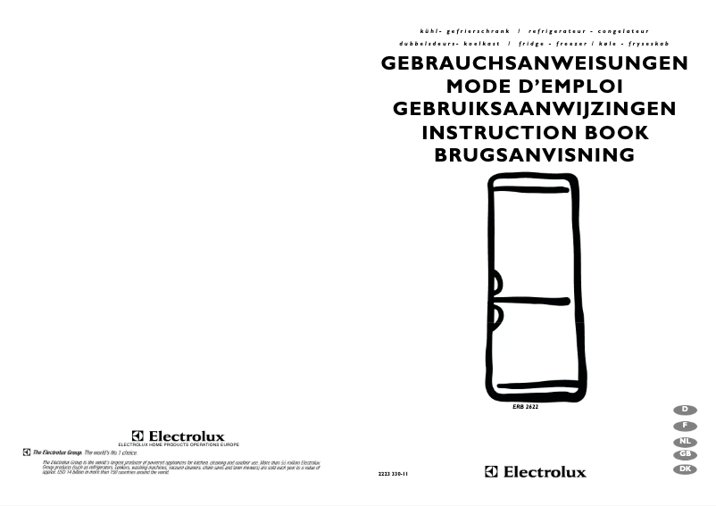 Page 1 de la notice Manuel utilisateur Electrolux ERB2622