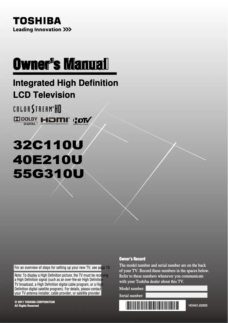 Page n°1 - Manuel utilisateur Toshiba 40E210U