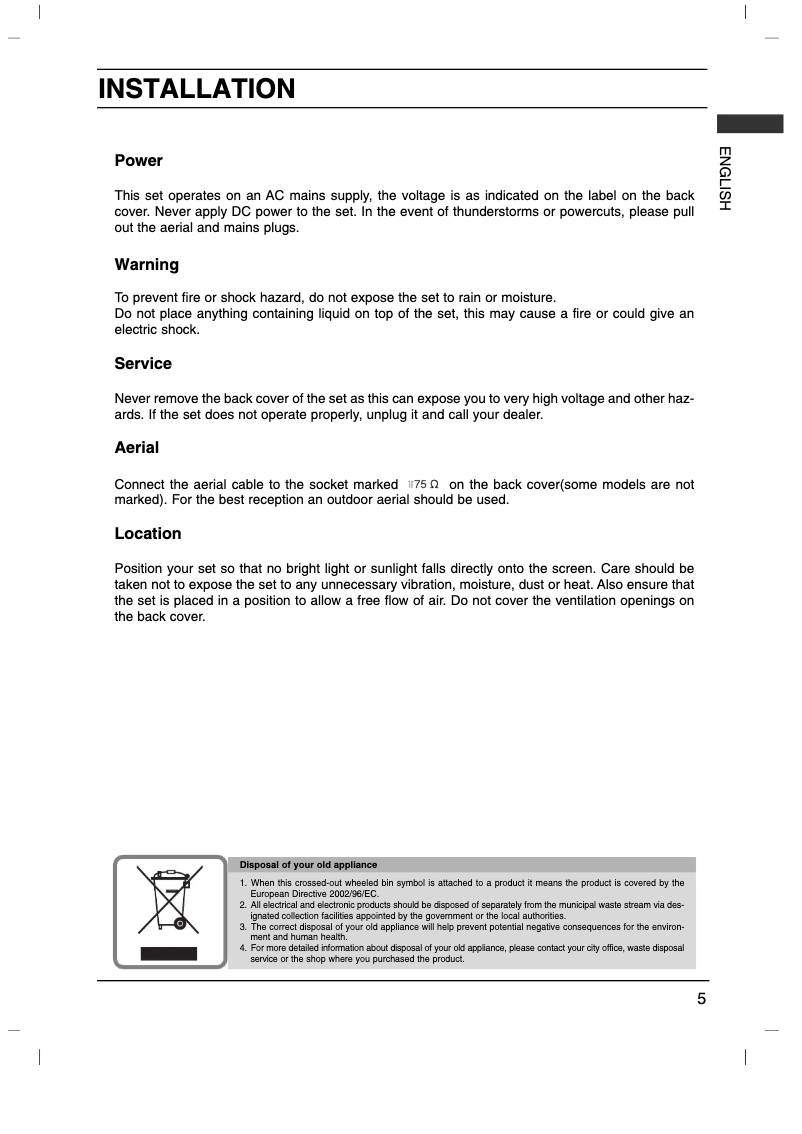 Page 1 de la notice Manuel utilisateur LG 21FS2BLX