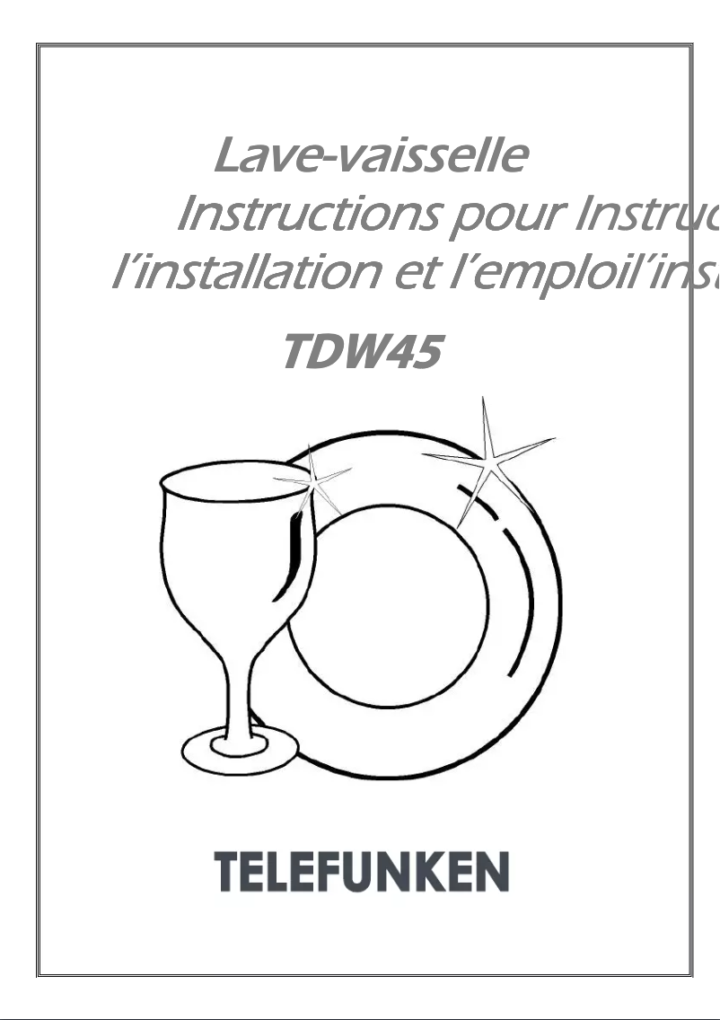 Page 1 de la notice Manuel utilisateur Telefunken TDW45