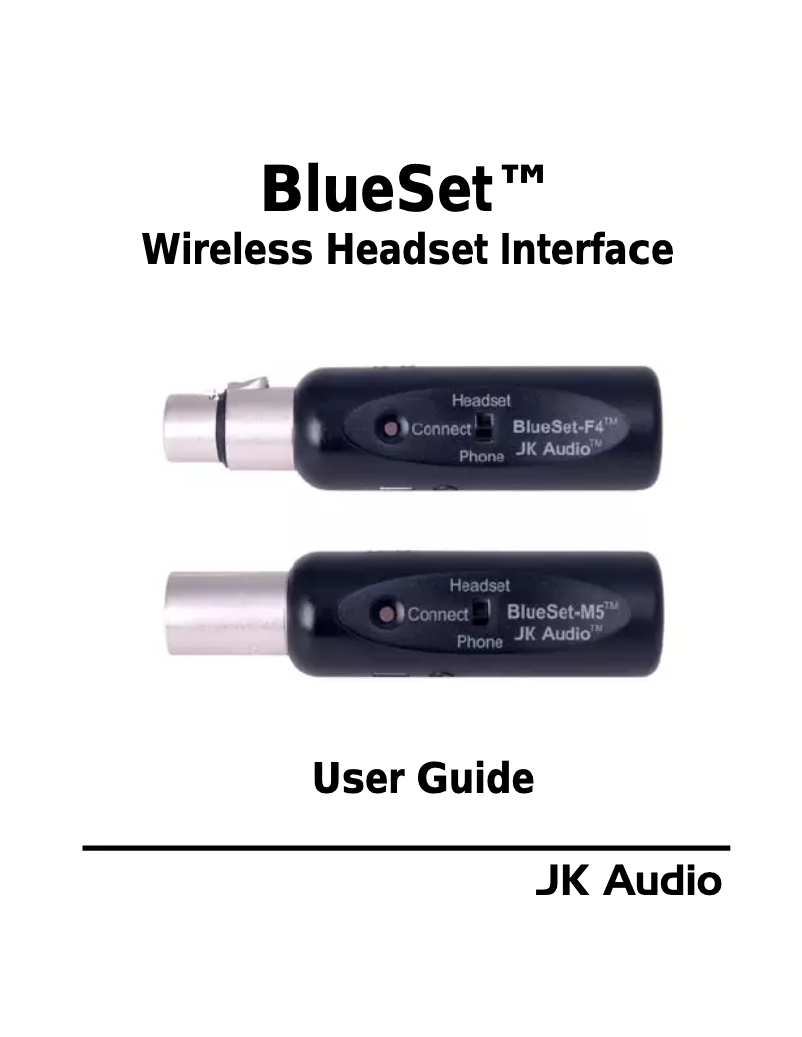 Page n°1 - Manuel utilisateur JK Audio BlueSet