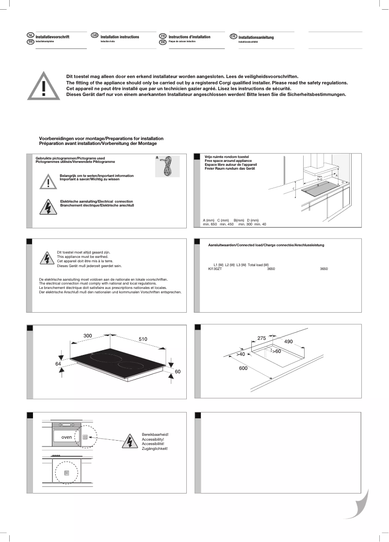 Page 1 de la notice Guide d'installation Etna KI130ZT