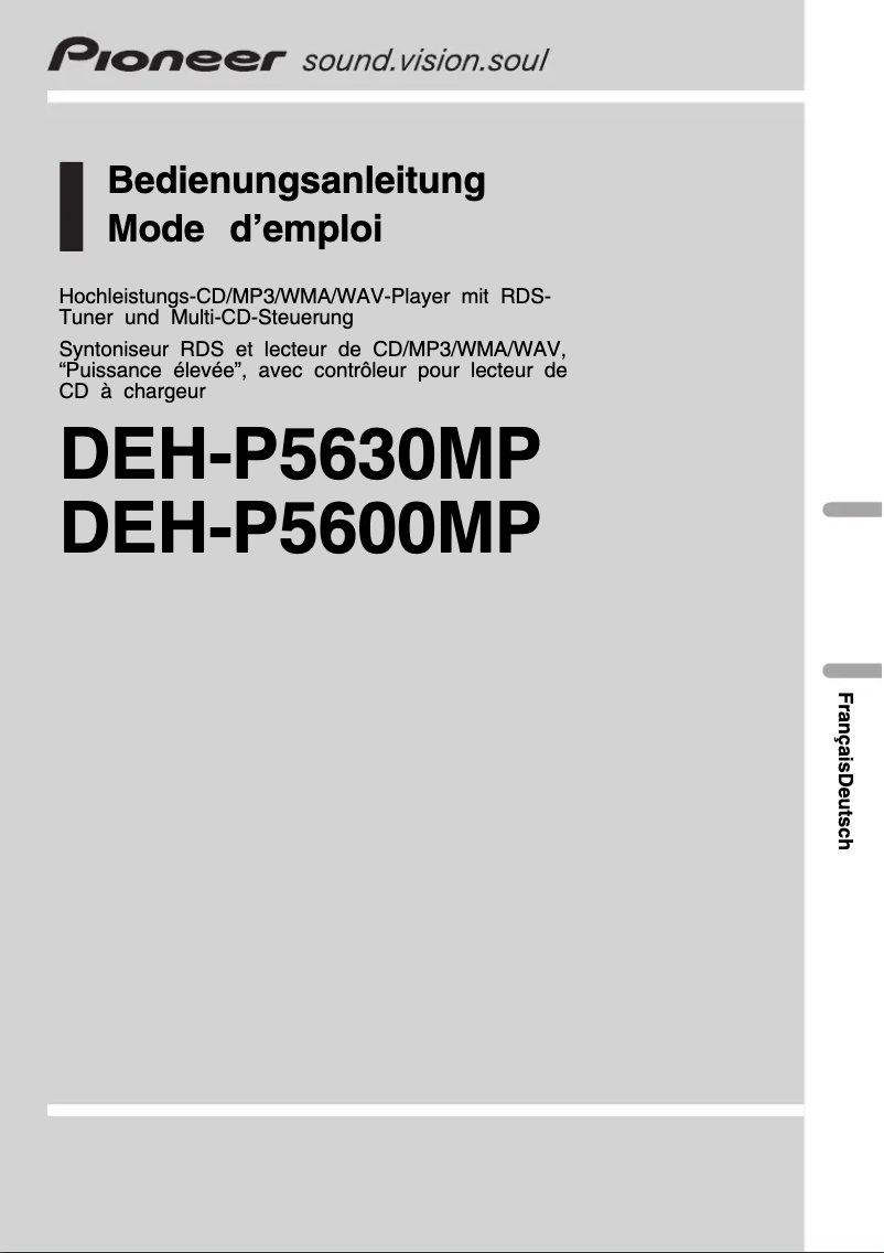 Page n°1 - Manuel utilisateur Pioneer DEH-P5630MP