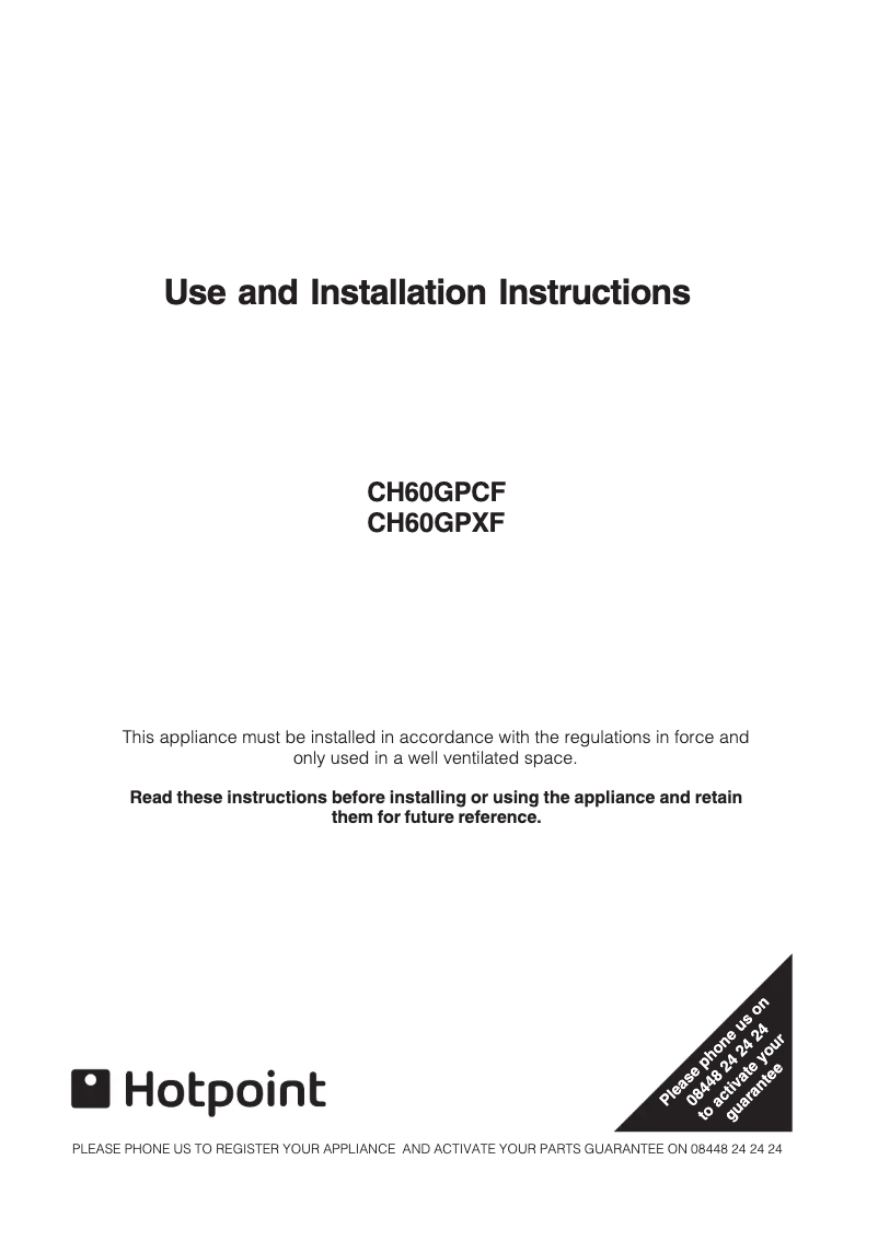 Page 1 de la notice Manuel utilisateur Hotpoint CH60GPCF