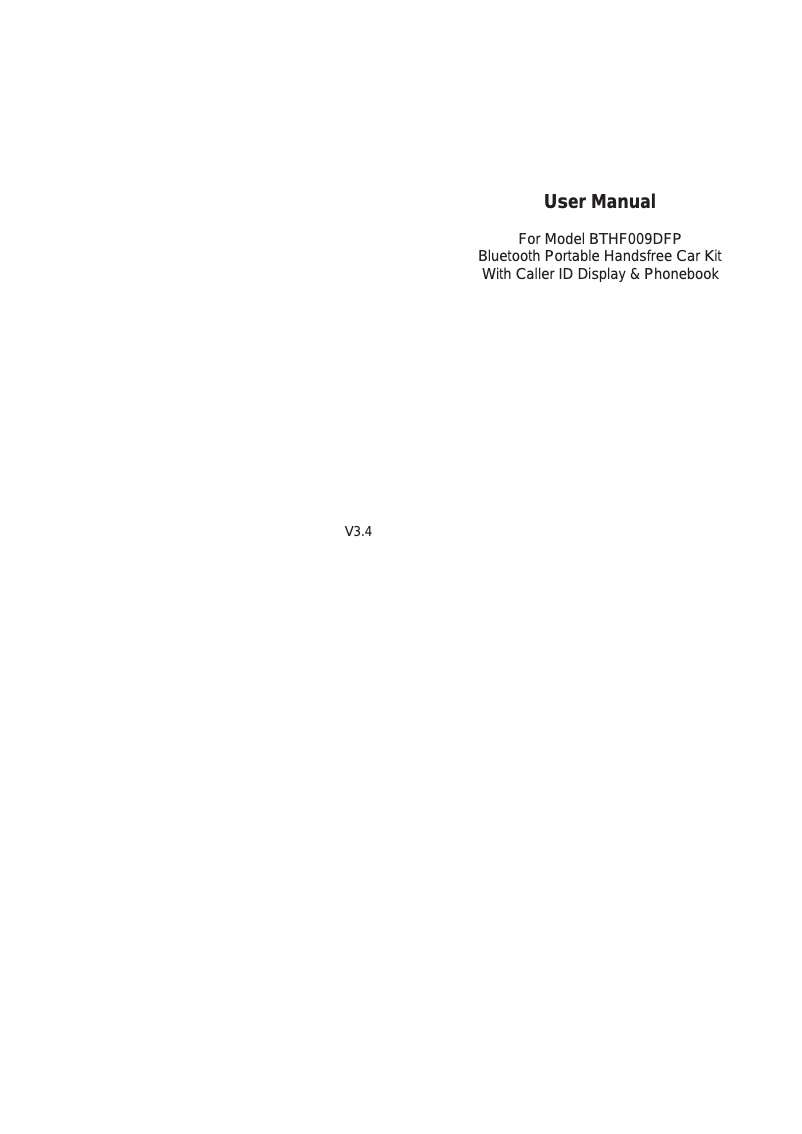 Image de la première page du manuel de l'appareil BTHF009 DFP
