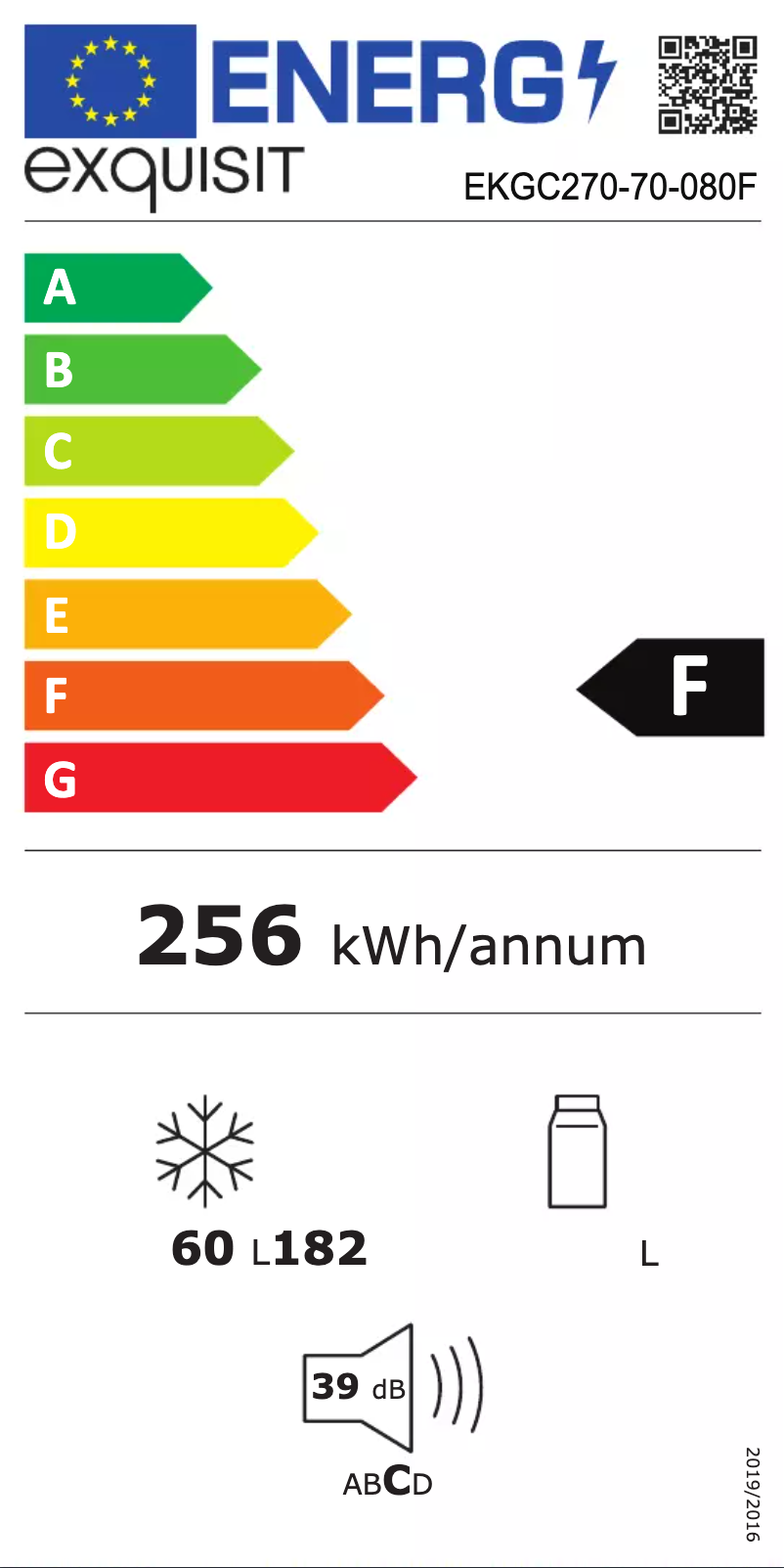 Page 1 de la notice Label énergétique Exquisit EKGC270-70-080F