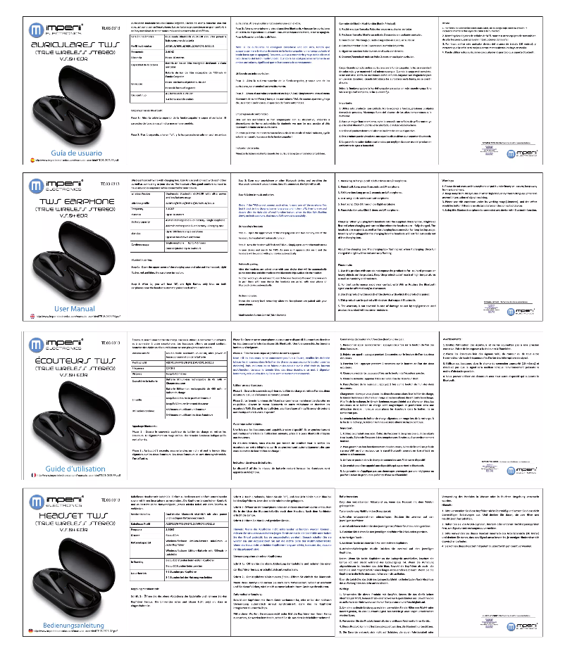 Page n°1 - Manuel utilisateur Imperii Electronics TE.03.0313.01