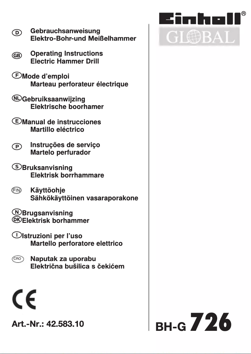 Page 1 de la notice Manuel utilisateur Global BH-G 726