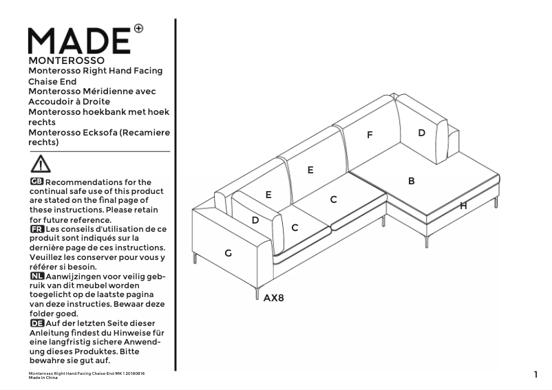 Image de la première page du manuel de l'appareil Monterosso