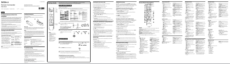 Page 1 de la notice Manuel utilisateur Sony RM-VZ320
