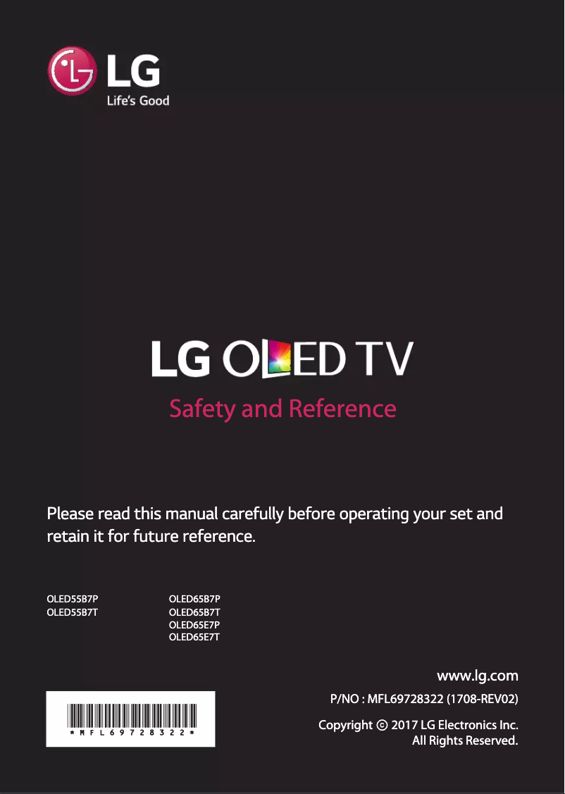 Page 1 de la notice Manuel utilisateur LG OLED65B7P-S