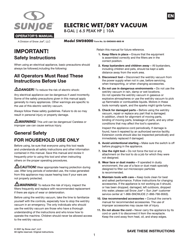 Image de la première page du manuel de l'appareil SWD8000