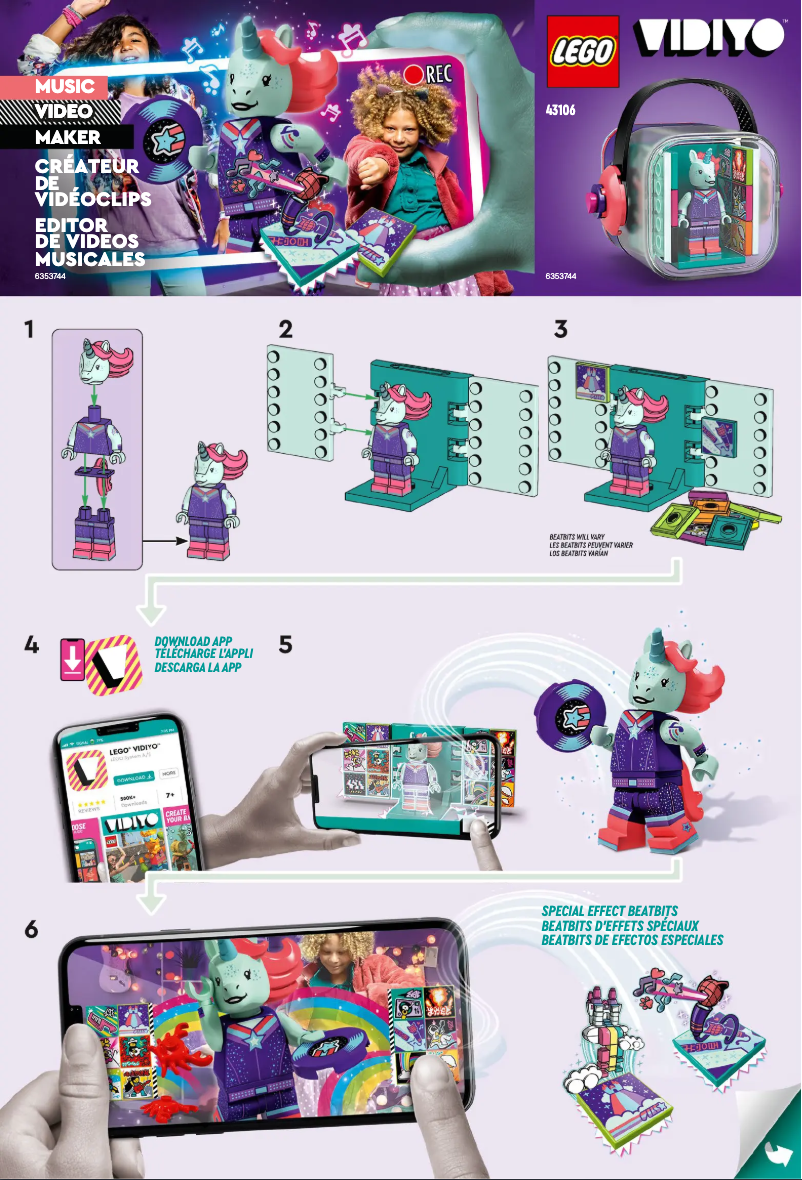 Page 1 de la notice Manuel utilisateur Lego Vidiyo 43106