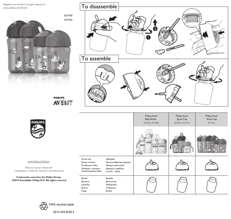 Page 1 de la notice Manuel utilisateur Philips AVENT SCF760