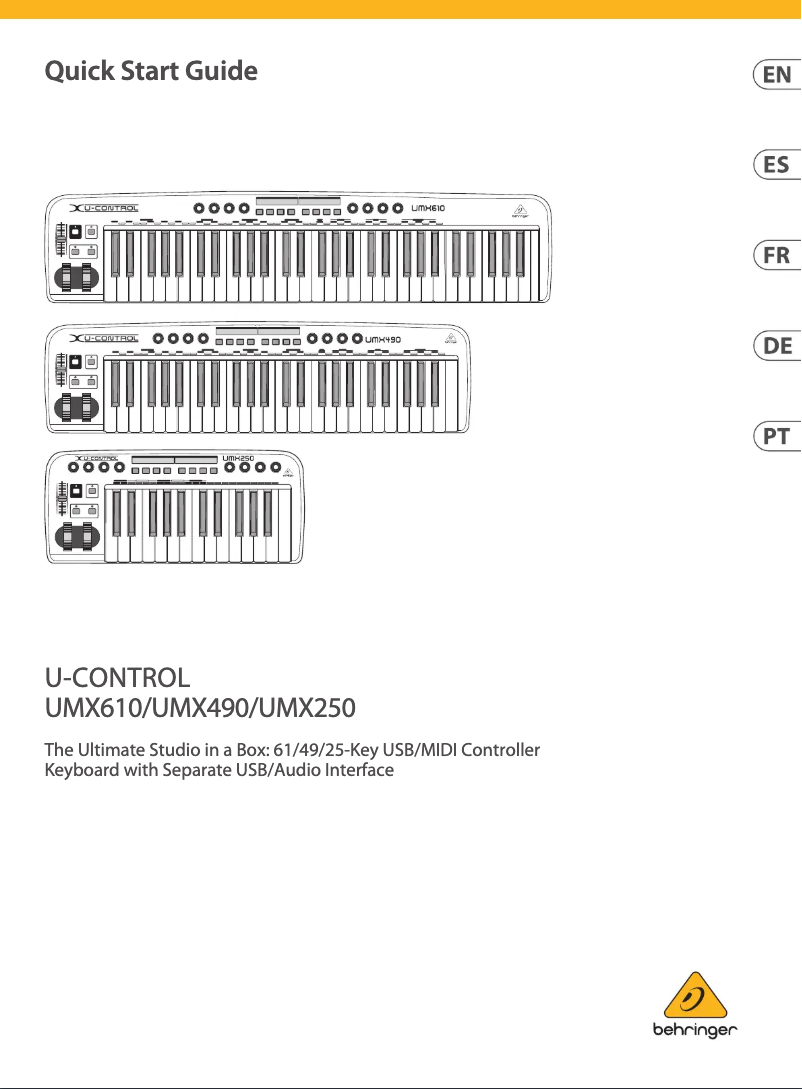 Página 1 del manual Guía de inicio rápido Behringer U-Control UMX490