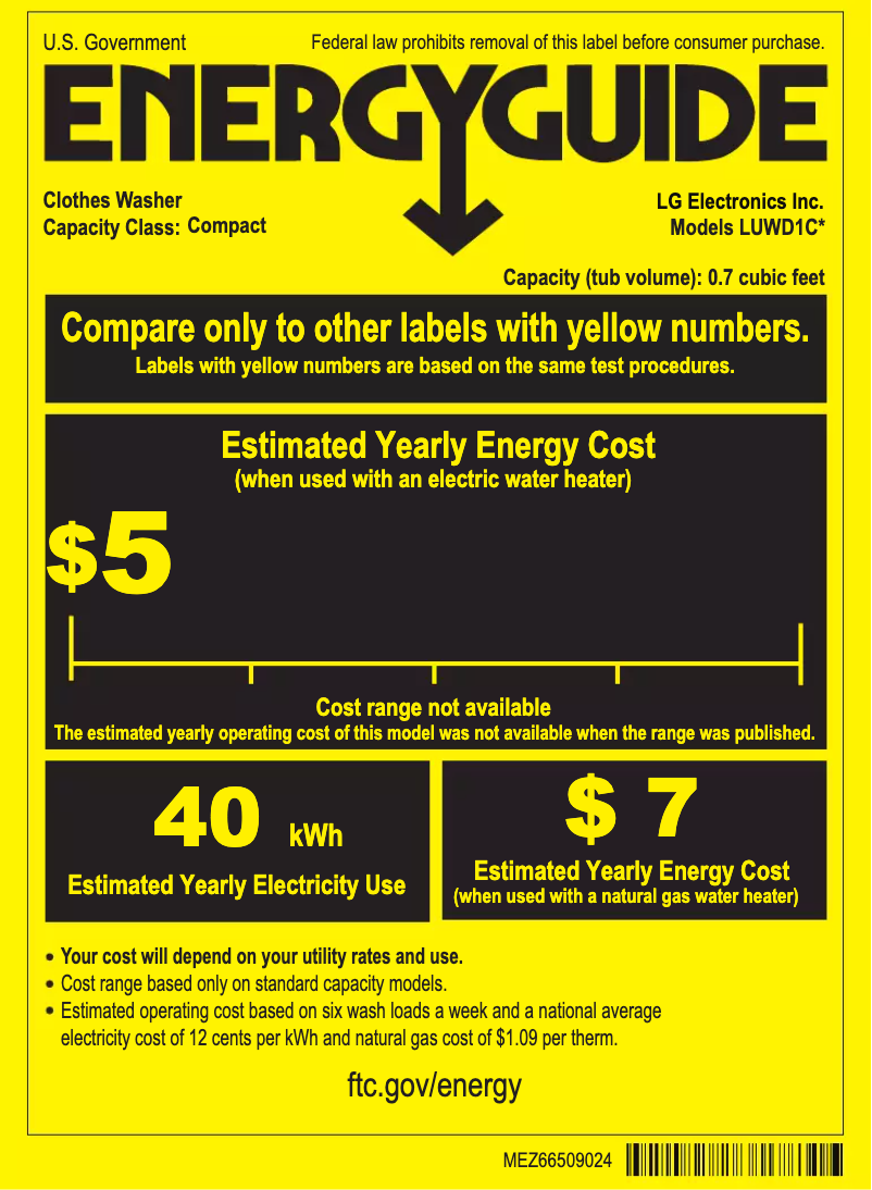 Page n°1 - Label énergétique LG LUWD1CW