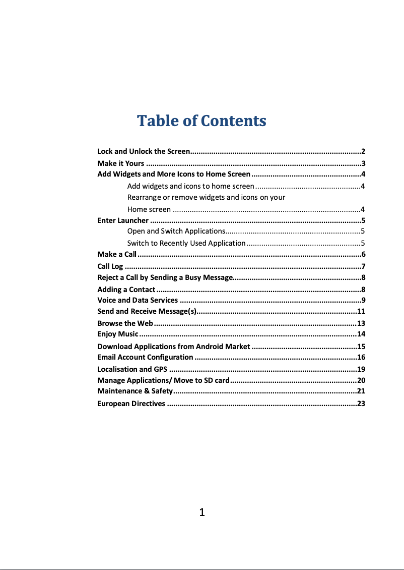Page n°1 - Manuel utilisateur E-Boda Storm V510