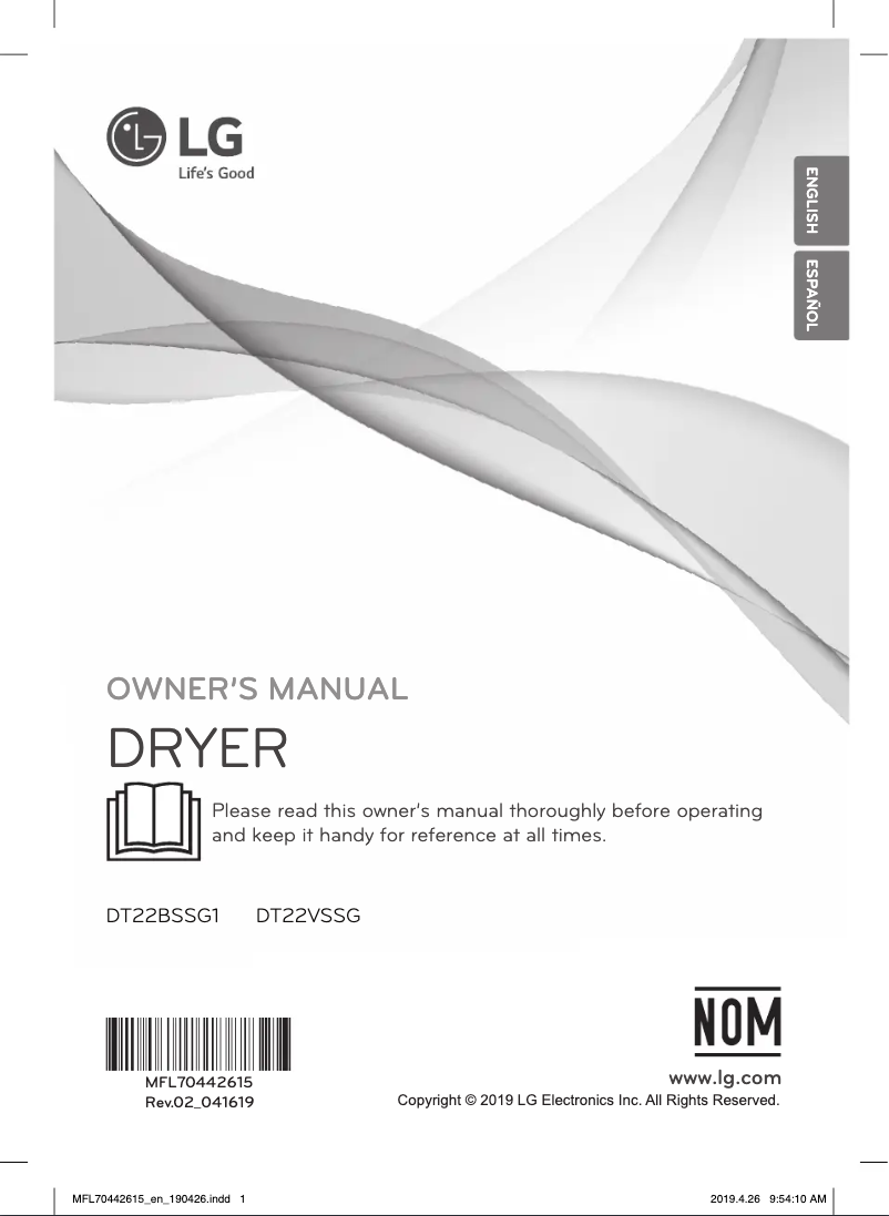 Page 1 de la notice Manuel utilisateur LG DT22BSSG1