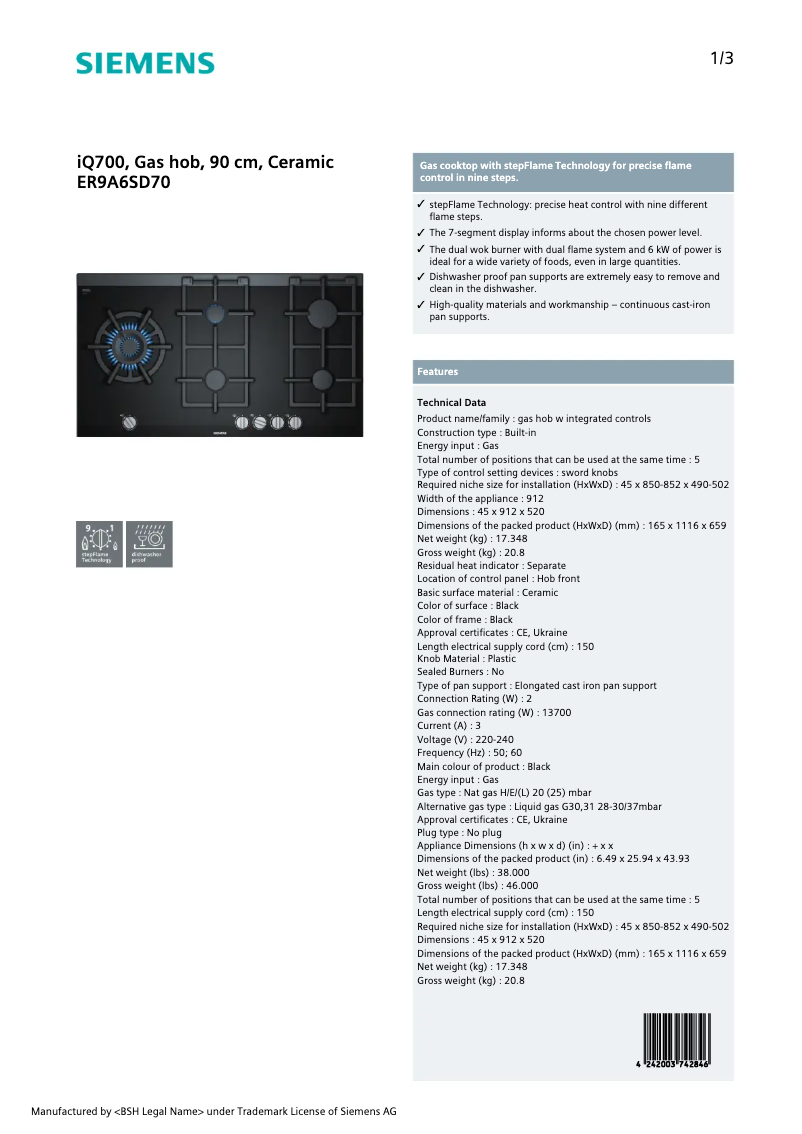 Image de la première page du manuel de l'appareil ER9A6SD70
