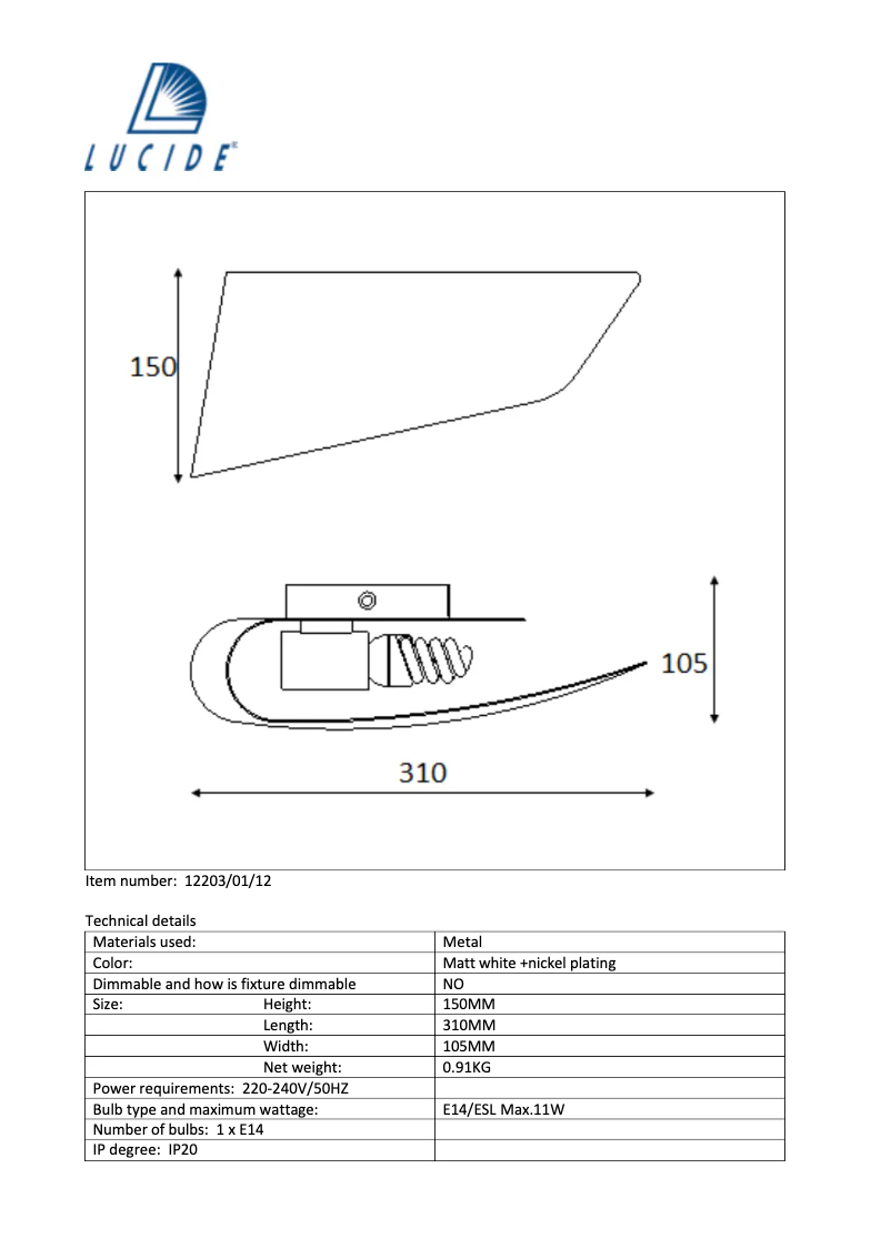 Page n°1 - Manuel utilisateur Lucide Ola
