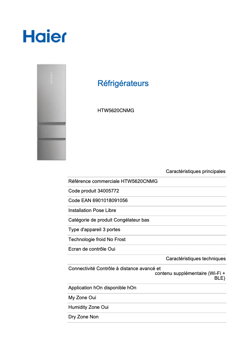 Imagen de la primera página del manual del dispositivo HTW5620CNMG