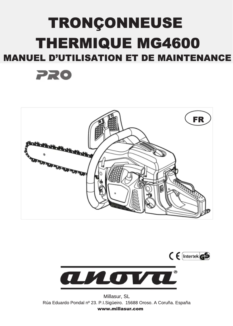 Page n°1 - Manuel utilisateur Anova MG4600