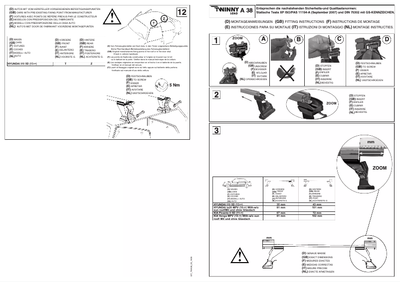 Image de la première page du manuel de l'appareil A 38