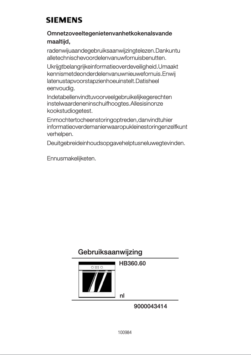 Page n°1 - Manuel utilisateur Siemens HB360260
