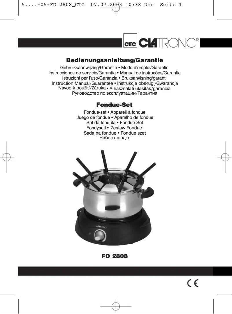 Image de la première page du manuel de l'appareil FD 2808