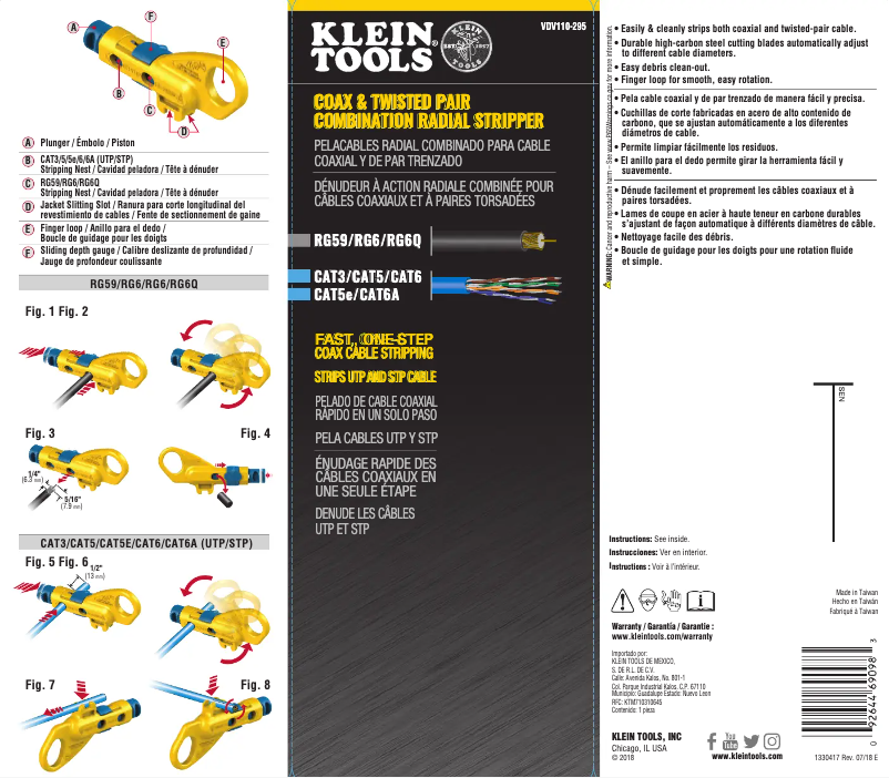 Page 1 de la notice Manuel utilisateur Klein Tools VDV110-295