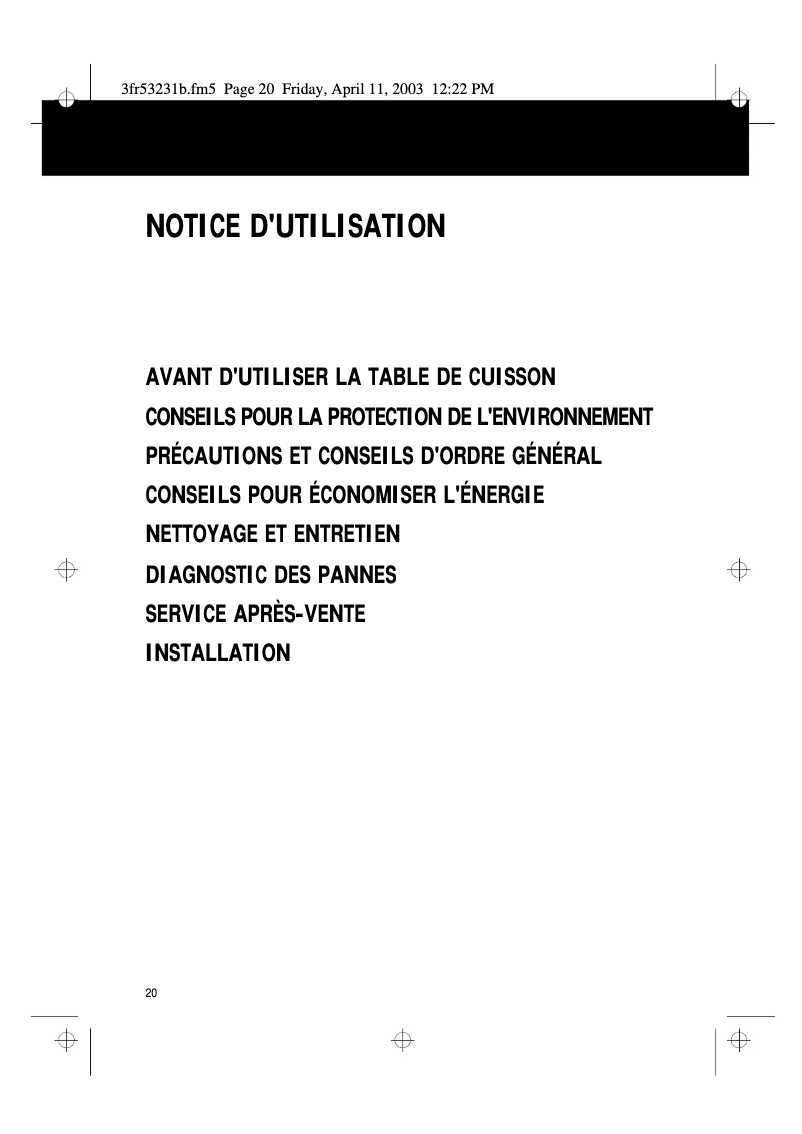 Page 1 de la notice Manuel utilisateur Whirlpool AKM 514/TF/01