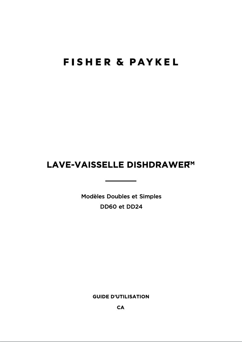 Page 1 de la notice Manuel utilisateur Fisher & Paykel DD24SV2T9 N