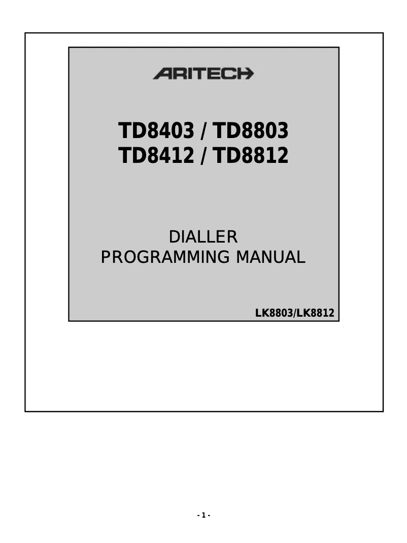 Page 1 de la notice Manuel utilisateur Aritech TD8812