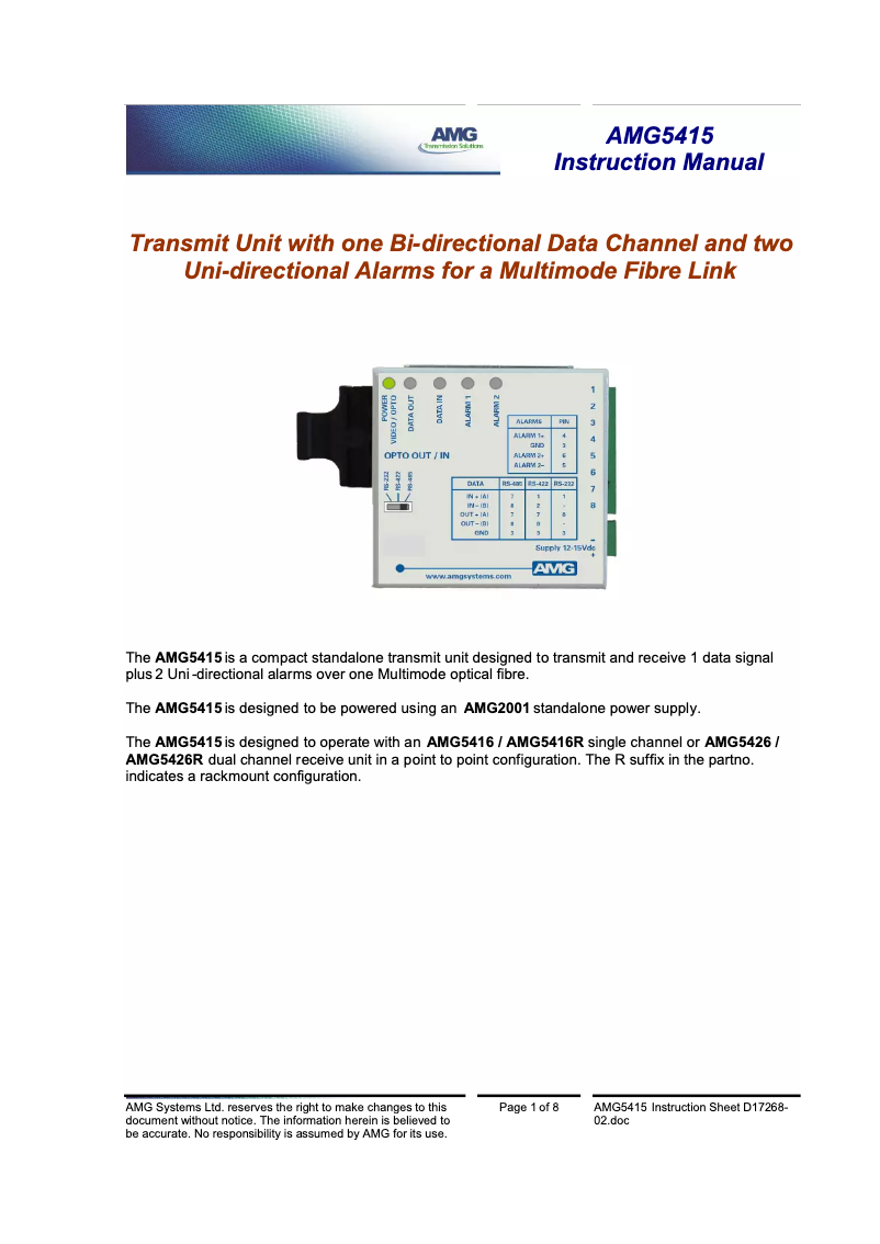 Image de la première page du manuel de l'appareil 5415