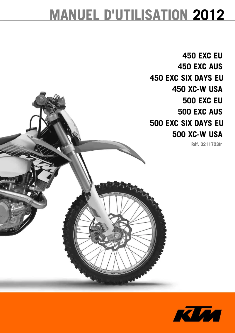 Image de la première page du manuel de l'appareil 450 EXC (2012)