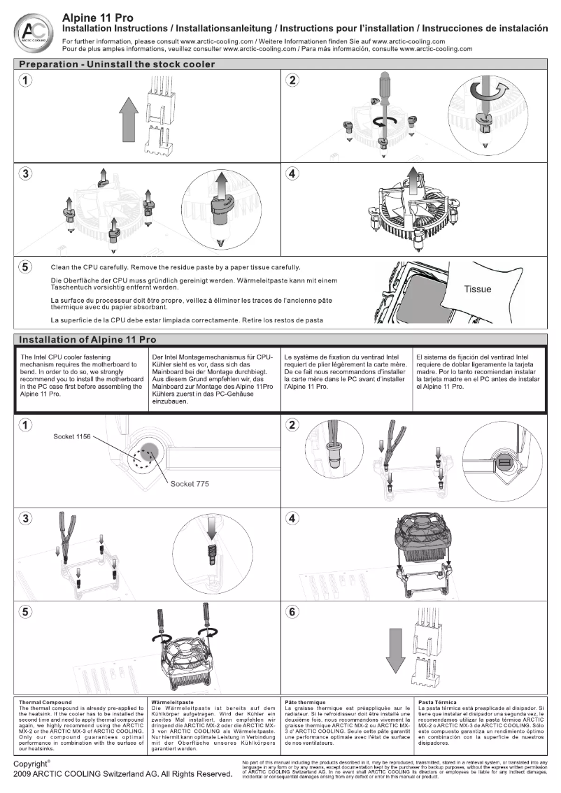 Página 1 del manual Manual de usuario Arctic Cooling Alpin 11 Pro