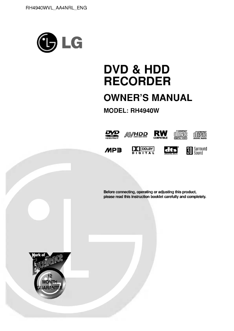 Page 1 de la notice Manuel utilisateur LG RH4940WVL